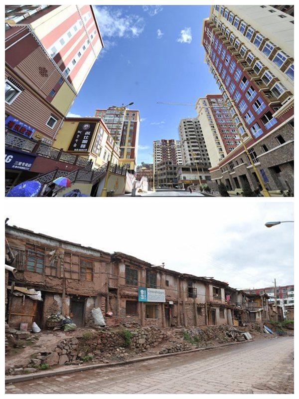 昌都市臥龍街的新舊變化。（昌都市委宣傳部提供）