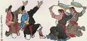  繪畫(huà)作品中的熱巴舞。